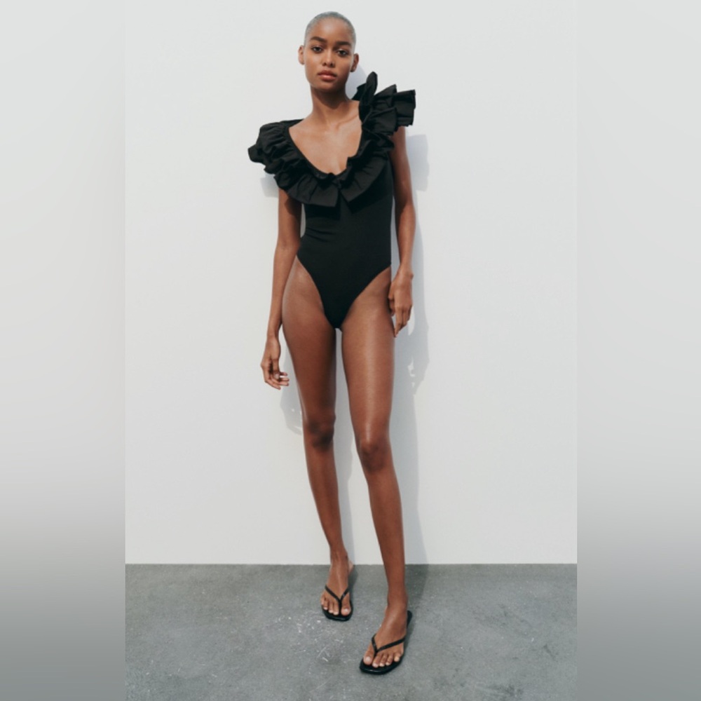 zara ruffle bodysuit swimsuit